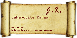 Jakabovits Karsa névjegykártya