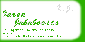 karsa jakabovits business card